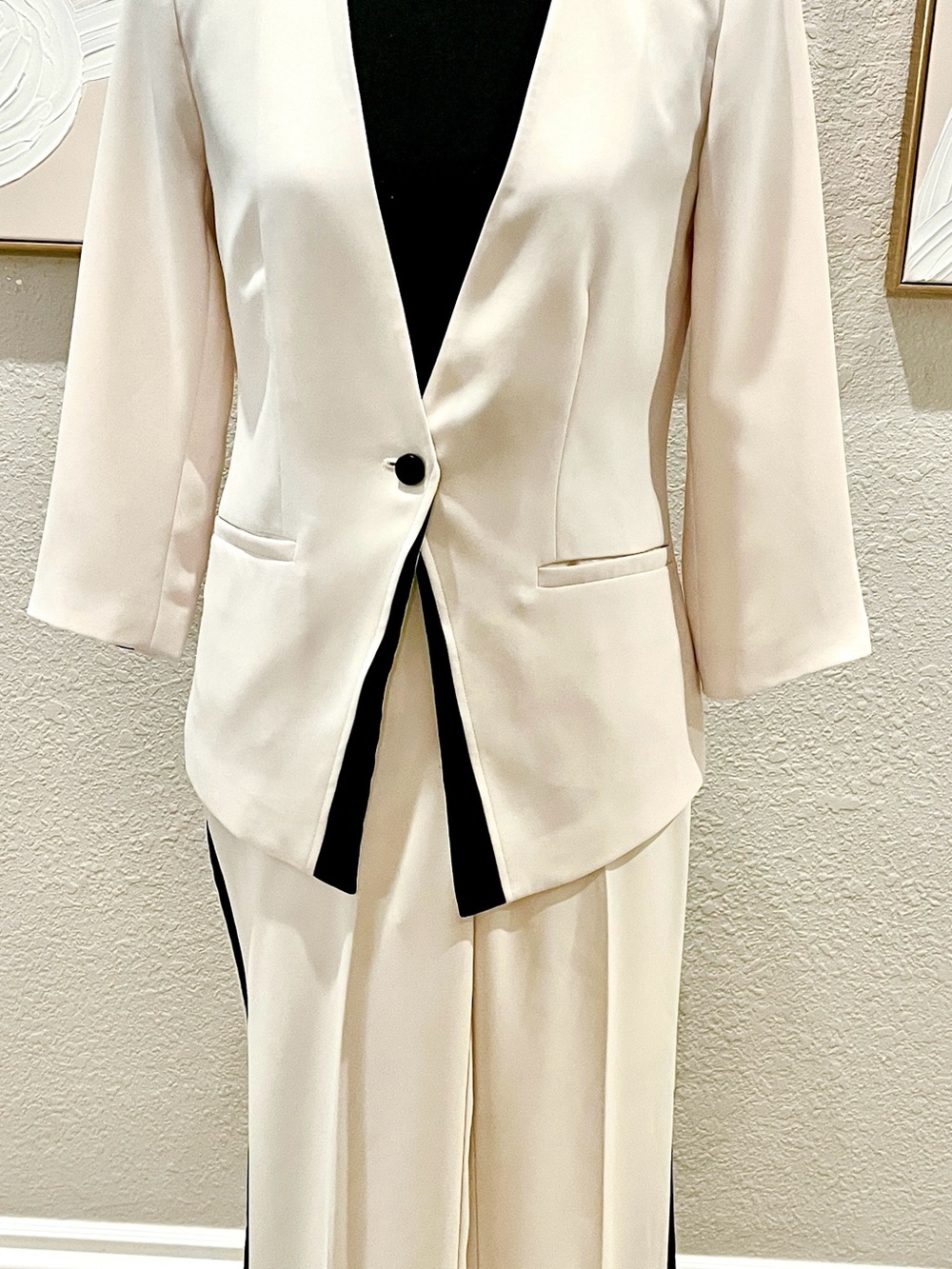 Forever 21 Cream Blazer with Black Trim